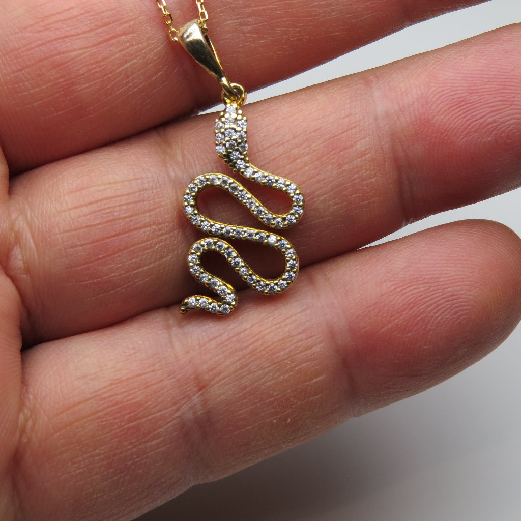 18k Sterling Silver Snake Pendant Chain 131$
